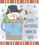 Christmas - Snowman in a Cup - Coffee and Friends Warm The Heart Dishwasher Sticker