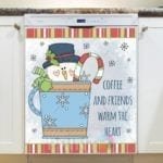 Christmas - Snowman in a Cup - Coffee and Friends Warm The Heart Dishwasher Sticker