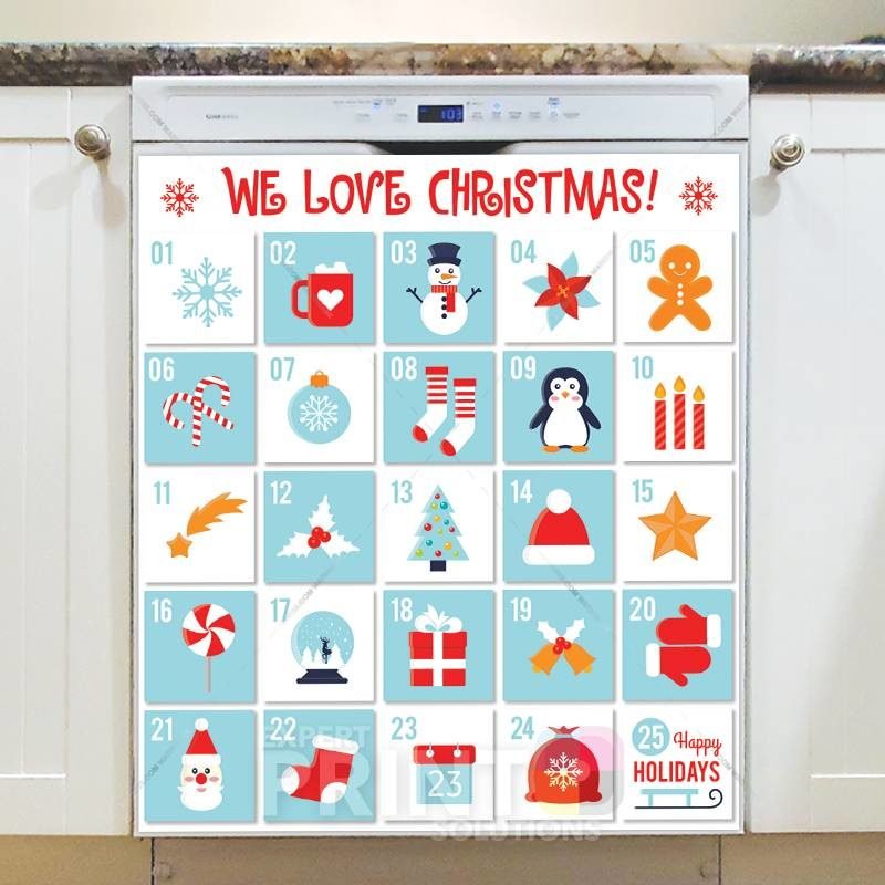 Christmas - Christmas Calendar #2 - We Love Christmas Dishwasher Sticker