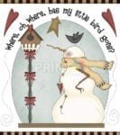 Christmas - Primitive Country Christmas - Where, oh where, has my little bird gone Dishwasher Sticker