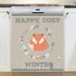 Christmas - Happy Cozy Winter Fox Dishwasher Sticker