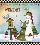 Christmas - Country Christmas Snowman #3 - Welcome Dishwasher Sticker