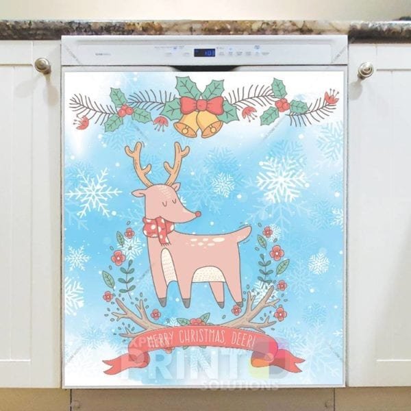 Woodland Christmas #11 - Merry Christmas Deer Dishwasher Sticker