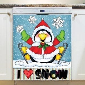Christmas - I Love Snow Penguin #4 Dishwasher Sticker