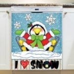 Christmas - I Love Snow Penguin #3 Dishwasher Sticker