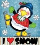 Christmas - I Love Snow Penguin #2 Dishwasher Sticker