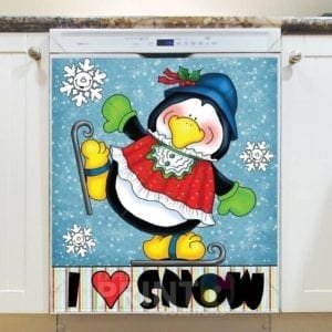 Christmas - I Love Snow Penguin #2 Dishwasher Sticker