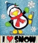 Christmas - I Love Snow Penguin Dishwasher Sticker