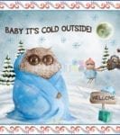 Christmas - Freezing Winter Owl - Baby It's Cold Outside Dishwasher Sticker