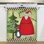 Christmas - Prim Country Santa and Penguin - Ho Ho Ho Tis the Season to be Jolly Dishwasher Sticker