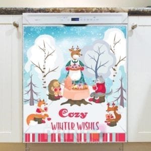 Christmas - Mrs Deer's Forest Teaparty - Cozy Winter Wishes Dishwasher Sticker