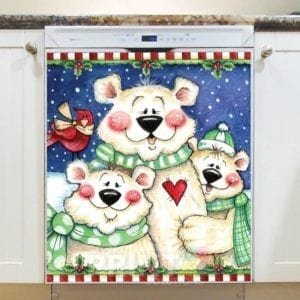 Christmas - 3 Cute Polar Bears Dishwasher Sticker