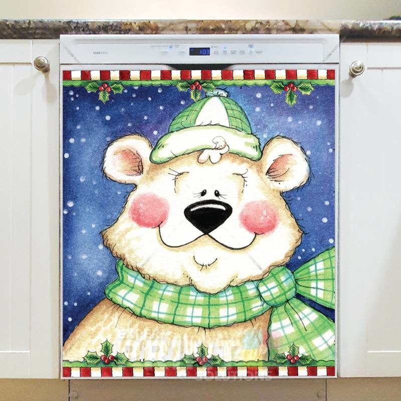 Christmas - Sweet Christmas Polar Bear Dishwasher Sticker