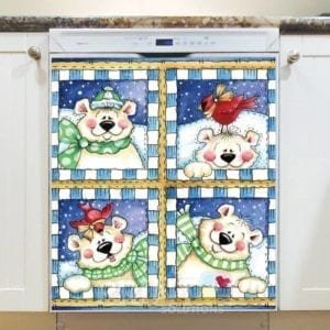 Christmas - Four Polar Bears Dishwasher Sticker