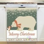Christmas - Polar Bear with a Little  Winter Fairy - Merry Christmas Dishwasher Sticker