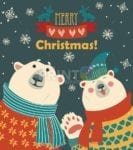 Christmas - Polar Bear Couple - Merry Christmas Dishwasher Sticker