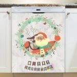 Christmas - Cute Santa Wreath - Merry Christmas Dishwasher Sticker