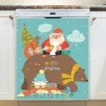 Christmas - Santa with Forest Animals - Merry Christmas Dishwasher Sticker