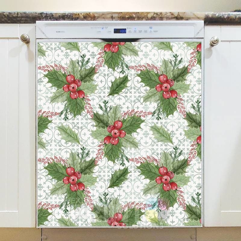 Christmas - Beautiful Holly Berry Design Dishwasher Sticker
