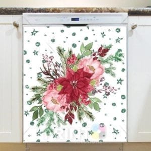 Christmas - Beautiful Poinsettia Flowers Dishwasher Sticker