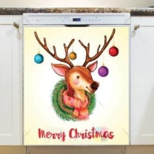 Christmas - Rudolph Wreath - Merry Christmas Dishwasher Sticker