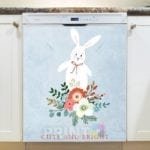 Christmas - Snowbunny with Flowers - Cute and Bright Dishwasher Sticker