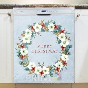 Christmas - Snowflower Wreath - Merry Christmas Dishwasher Sticker