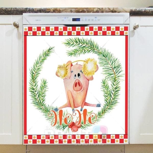 Christmas - Cute Piggies' Christmas #5 - Hoho Dishwasher Sticker