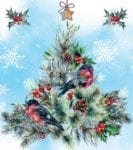 Christmas - Bullfinch Christmas Tree Dishwasher Sticker
