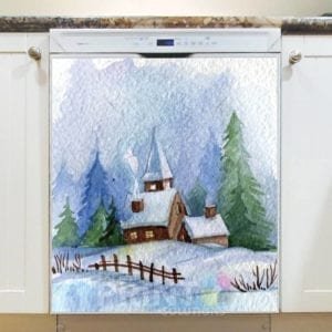 Christmas - Cozy Cottage on the Hill Dishwasher Sticker