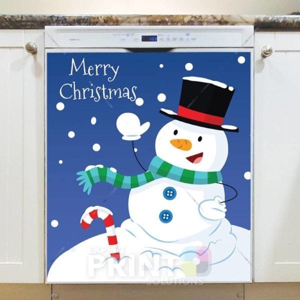 Christmas - Sweet Snowman Greetings - Merry Christmas Dishwasher Sticker