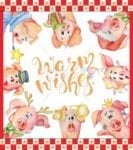Cute Piggies' Christmas #2 - Warm Wishes Dishwasher Sticker