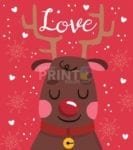 Christmas - Cute Rudolph - Love Dishwasher Sticker