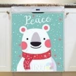 Christmas - Cute Polar Bear - Peace Dishwasher Sticker