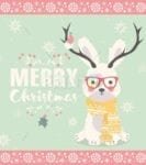 Christmas - Cute Hipster Bunny - Merry Christmas Dishwasher Sticker