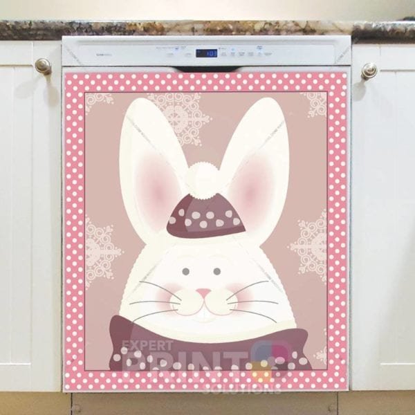 Christmas - Sweet White Bunny Dishwasher Sticker