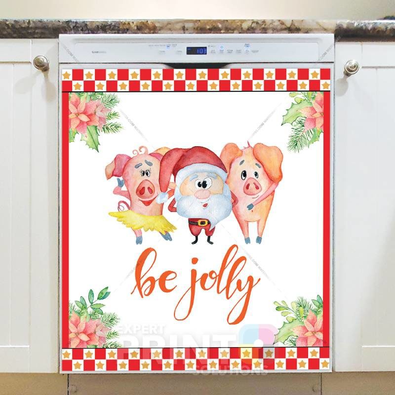 Cute Piggies' Christmas #1 - Be Jolly Dishwasher Sticker