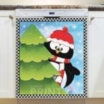 2397-christmas-penguin-and-christmas-tree-dishwasher-magnet Christmas - Penguin and Christmas Tree Dishwasher Sticker