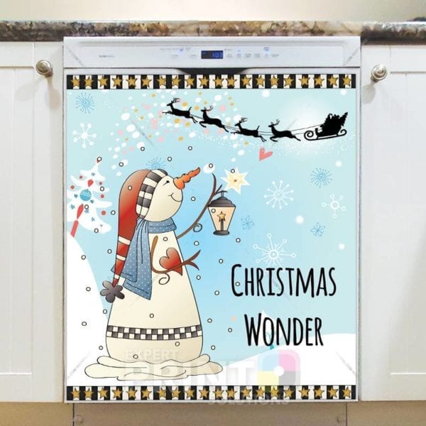 Christmas - Snowman and Santa - Christmas Wonder Dishwasher Sticker