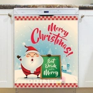 Christmas - Cute Fat Santa #3 - Merry Christmas Dishwasher Sticker