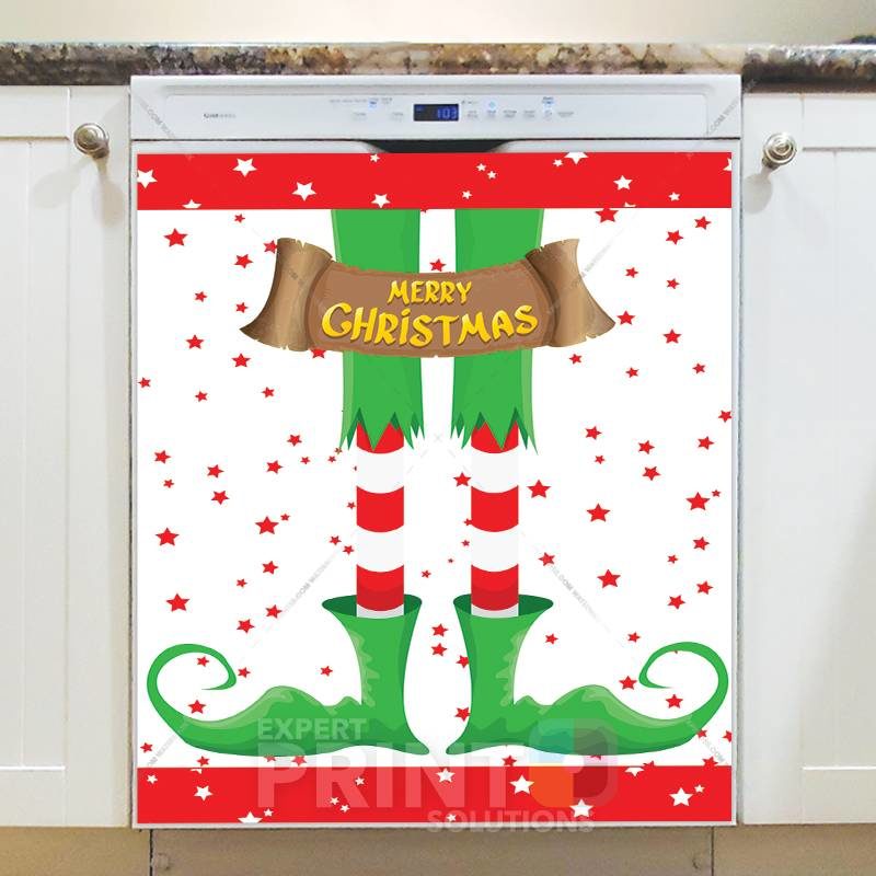 Christmas - Elf Legs - Merry Christmas Dishwasher Sticker