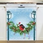 Christmas - Cute Santa Cardinal - Merry Christmas Dishwasher Sticker