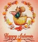 Cute Autumn Squirrel - Happy Autumn Dishwasher Sticker