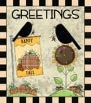 Fall Greetings Prim Crows - Greetings Happy Fall Dishwasher Sticker