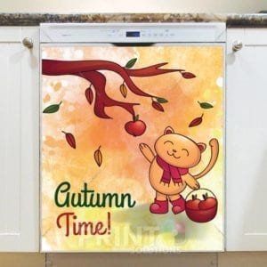 Cute Autumn Cat #3 - Autumn Time Dishwasher Sticker