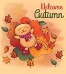 Cute Autumn Cat #2 - Welcome Autumn Dishwasher Sticker