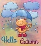 Cute Autumn Cat - Hello Autumn Dishwasher Sticker