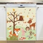 Autumn Forest with Cute Animals Dishwasher Sticker