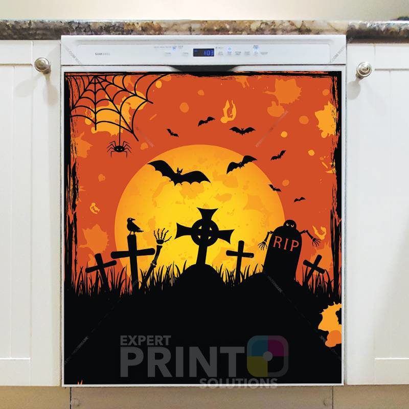 Halloween Night in a Cemetery Dishwasher Sticker