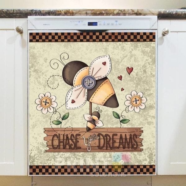 Prim Garden Bees - Chase Your Dreams Dishwasher Sticker
